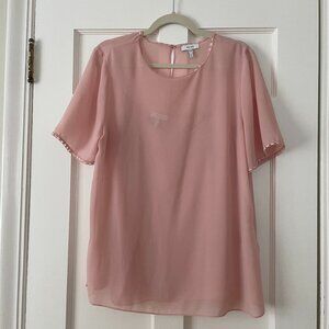 Reiss Sheer Light Pink Sheer Blouse with Camisole Size 14 EUC
